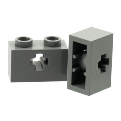 Technic, Brick 1 x 2 with Axle Hole and Inside Side Supports - Dark Bluish Gray Technic, Brick 1 x 2 with Axle Hole and Inside Side Supports - Dark Bluish Gray