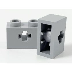 Technic, Brick 1 x 2 with Axle Hole and Inside Side Supports - Light Bluish Gray Technic, Brick 1 x 2 with Axle Hole and Inside Side Supports - Light Bluish Gray