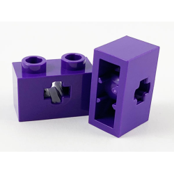 Technic, Brick 1 x 2 with Axle Hole and Inside Side Supports - Dark Purple Technic, Brick 1 x 2 with Axle Hole and Inside Side Supports - Dark Purple