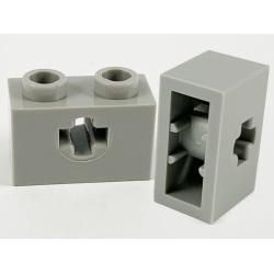 Technic, Brick 1 x 2 with Axle Hole and Inside Side Supports - Light Gray Technic, Brick 1 x 2 with Axle Hole and Inside Side Supports - Light Gray