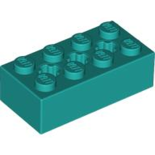 Деталь LEGO 39789 Technic, Brick 2 x 4 with 3 Axle Holes - Dark Turquoise