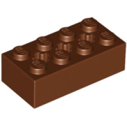 Technic, Brick 2 x 4 with 3 Axle Holes - Reddish Brown