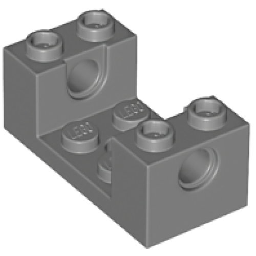 Деталь LEGO 18975 Technic, Brick 2 x 4 x 1 1/3 with Pin Holes and 2 x 2 Cutout - Dark Bluish Gray