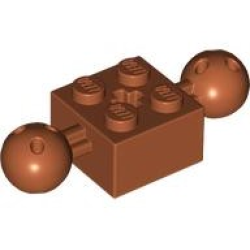 Деталь LEGO 17114 Technic, Brick Modified 2 x 2 with 2 Ball Joints and Axle Hole - Dark Orange