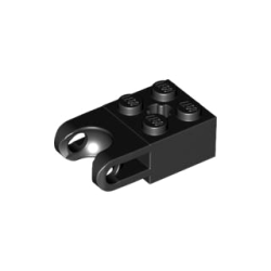 Technic, Brick Modified 2 x 2 with Ball Socket and Axle Hole - Straight Forks with Round Ends and Open Sides - Black Technic, Brick Modified 2 x 2 with Ball Socket and Axle Hole - Straight Forks with Round Ends and Open Sides - Black