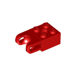 Technic, Brick Modified 2 x 2 with Ball Socket and Axle Hole - Straight Forks with Round Ends and Open Sides - Red Technic, Brick Modified 2 x 2 with Ball Socket and Axle Hole - Straight Forks with Round Ends and Open Sides - Red