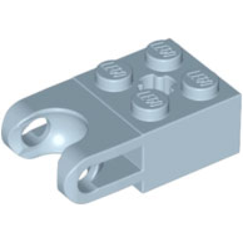 Деталь LEGO 92013 Technic, Brick Modified 2 x 2 with Ball Socket and Axle Hole - Straight Forks with Round Ends and Open Sides - Sand Blue
