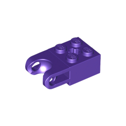 Деталь LEGO 92013 Technic, Brick Modified 2 x 2 with Ball Socket and Axle Hole - Straight Forks with Round Ends and Open Sides - Dark Purple