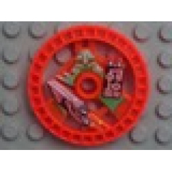 Technic, Disk 5 x 5 - RoboRider Talisman Wheel, Laser Mold with Robot Pattern - Trans-Neon Orange Technic, Disk 5 x 5 - RoboRider Talisman Wheel, Laser Mold with Robot Pattern - Trans-Neon Orange