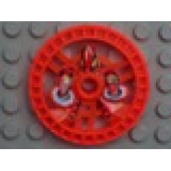 Technic, Disk 5 x 5 - RoboRider Talisman Wheel, Twin Saw Mold with Robot Pattern - Trans-Neon Orange Technic, Disk 5 x 5 - RoboRider Talisman Wheel, Twin Saw Mold with Robot Pattern - Trans-Neon Orange