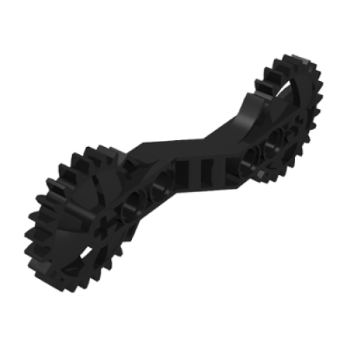 Деталь LEGO 32311 Technic, Arm 1 x 7 x 2 with Gear Ends - Black