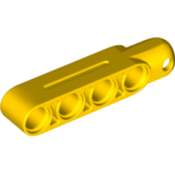 Technic, Steering Arm 5 x 1 with Tow Ball Socket Rounded, Chamfered (Type 2) - Yellow