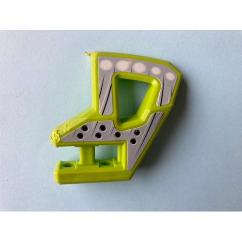 Деталь LEGO 45786pb01 Technic, Panel RC Car Flexible Bumper Left with Black and White Lines, White Circles and Holes Pattern (Stickers) - Set 8369 - Lime