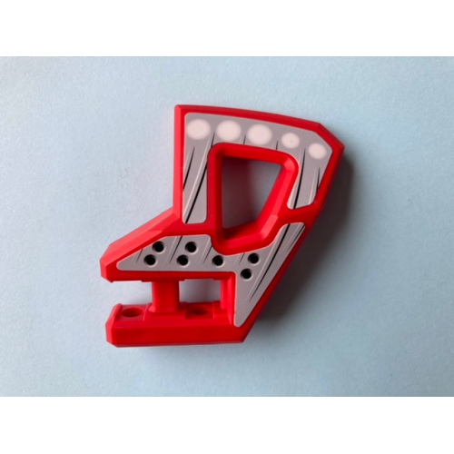 Деталь LEGO 45786pb01 Technic, Panel RC Car Flexible Bumper Left with Black and White Lines, White Circles and Holes Pattern (Stickers) - Set 8369 - Red