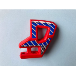 Technic, Panel RC Car Flexible Bumper Left with Gray Stripes on Blue and Black Background Pattern (Stickers) - Set 8369-2 - Red