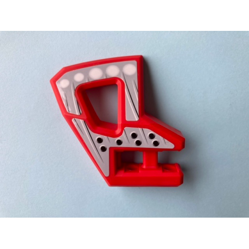 Деталь LEGO 45784pb01 Technic, Panel RC Car Flexible Bumper Right with Black and White Lines, White Circles and Holes Pattern (Stickers) - Set 8369 - Red