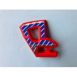 Technic, Panel RC Car Flexible Bumper Right with Gray Stripes on Blue and Black Background Pattern (Stickers) - Set 8369-2 - Red Technic, Panel RC Car Flexible Bumper Right with Gray Stripes on Blue and Black Background Pattern (Stickers) - Set 8369-2 - Red