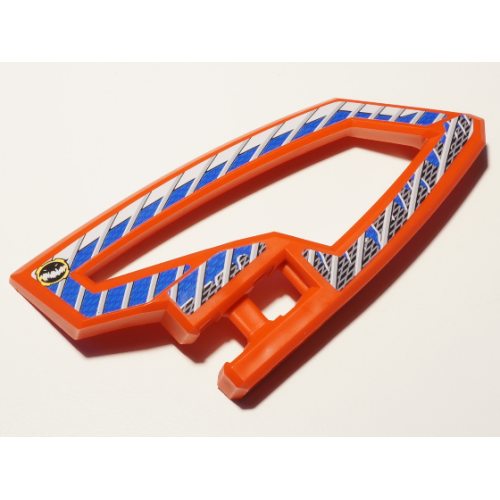 Деталь LEGO 45783pb03 Technic, Panel RC Car Panel Flexible Right with Dirt Crusher Logo and Gray Stripes on Blue and Black Background Pattern (Stickers) - Set 8369-2 - Red