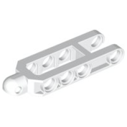 Technic, Steering Arm 6.5 x 2 with Tow Ball Socket Rounded, Chamfered - White