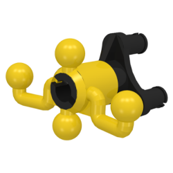 Technic, Steering Arm with 4 Tow Ball with Black Wheel Hub 3 Pin Triangular (32495 / 32496) - Yellow Technic, Steering Arm with 4 Tow Ball with Black Wheel Hub 3 Pin Triangular (32495 / 32496) - Yellow